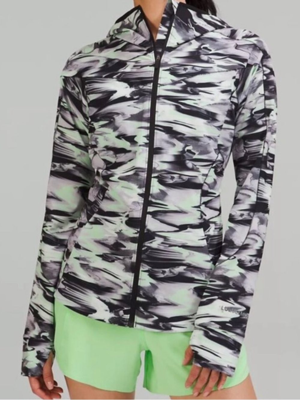 Lululemon Lightweight Printed Zip-Up Active Jacket - Green/Gray - Picture 1 of 7